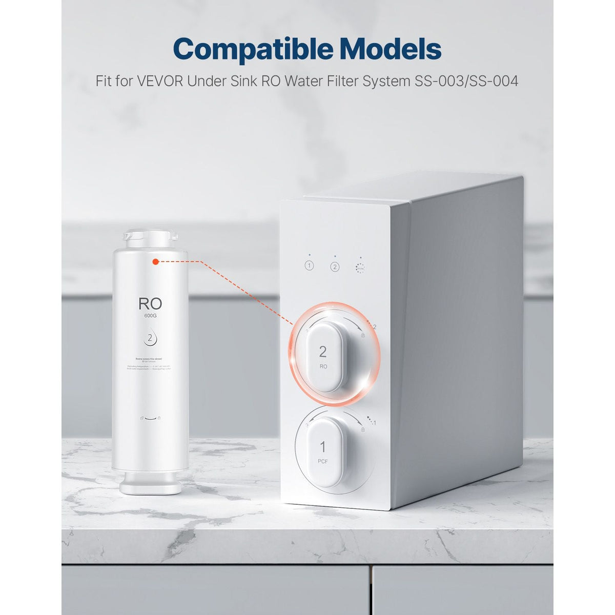 Reverse Osmosis System, 600 GPD 10-stage Reverse Osmosis Water Filter Replacement, RO Filter Cartridge for 24 Months, Reduces Lead & Chlorine, Compatible with SS-003 Under Sink Water Filter
