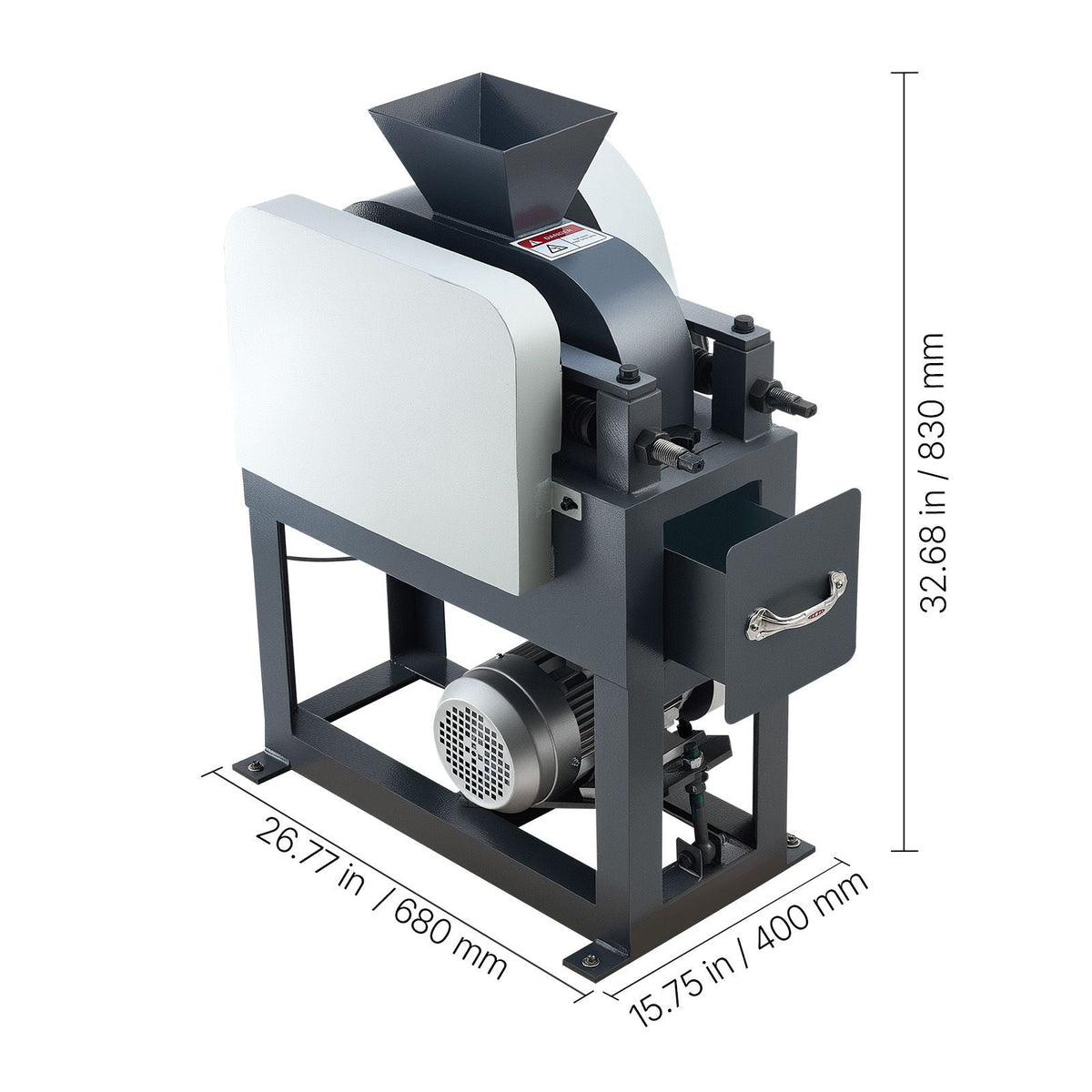 Rock Crusher, 220V Double Roller Crushers, Industrial Shredder with 2.56x0.59 inch Dual Feed Inlets, 1740RPM Speed Stone Grinder Rock Crusher, 1.5KW Electric Shatter Pulverizer, 860kg/h Crushing