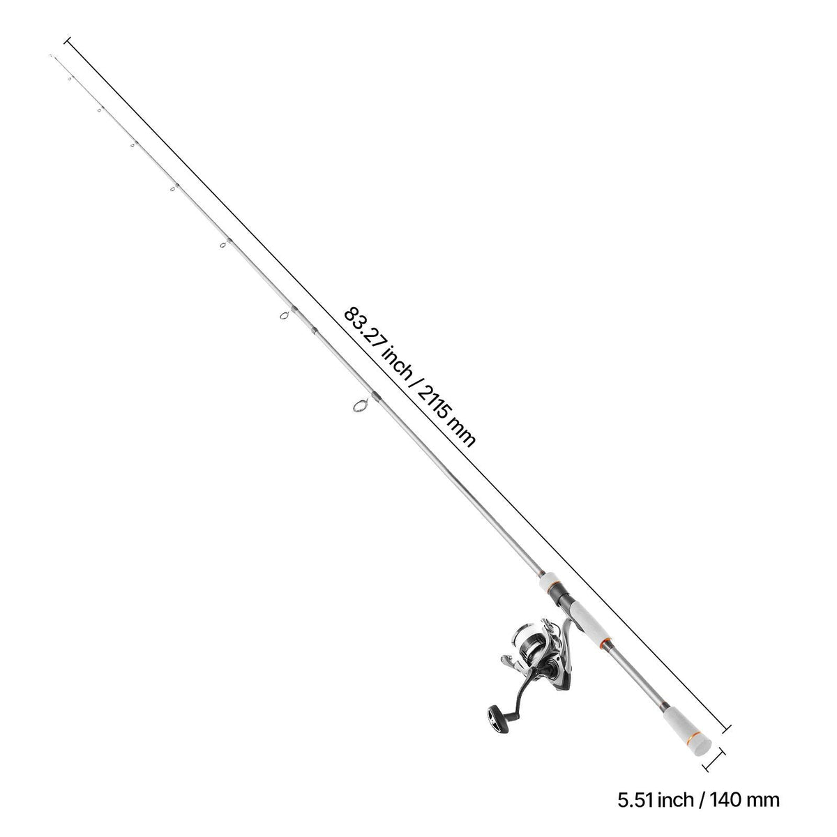 Rod and Fishing Reel Combo, IM7 Carbon Fiber Spinning Rod and Reel Combo, Bass Fishing Pole with 7 ft Two-Piece Rods, 7+1 Ball Bearings, EVA Handle, Stainless Steel Guides with Ceramic Rings