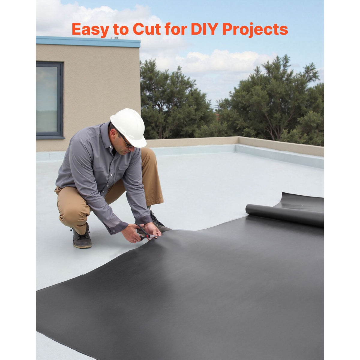 Roll Roofing, 10 x 15 ft, 45 mil EPDM Rubber Roofing, Long Lifespan & Weather-resistant, Withstands Harsh Temperatures, Flexible & Easy Installation, Roof Underlayment for RVs, Roofs, Ponds