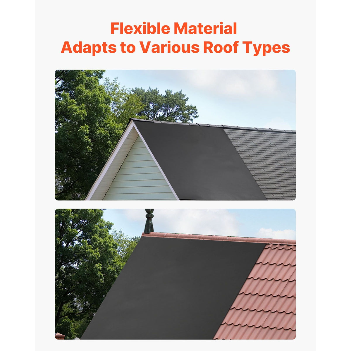 Roll Roofing, 15 x 25 ft, 45 mil EPDM Rubber Roofing, Long Lifespan & Weather-resistant, Withstands Harsh Temperatures, Flexible & Easy Installation, Roof Underlayment for RVs, Roofs, Ponds