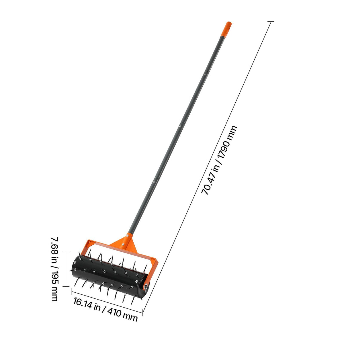 Rolling Lawn Aerator, 15 in Manual Push Aerator Roller with 42 Spikes & 60 in Long Handle, Fillable Drum for Added Weight, Heavy-Duty Lawn Soil Penetrator for Garden Yard Compacted Soils