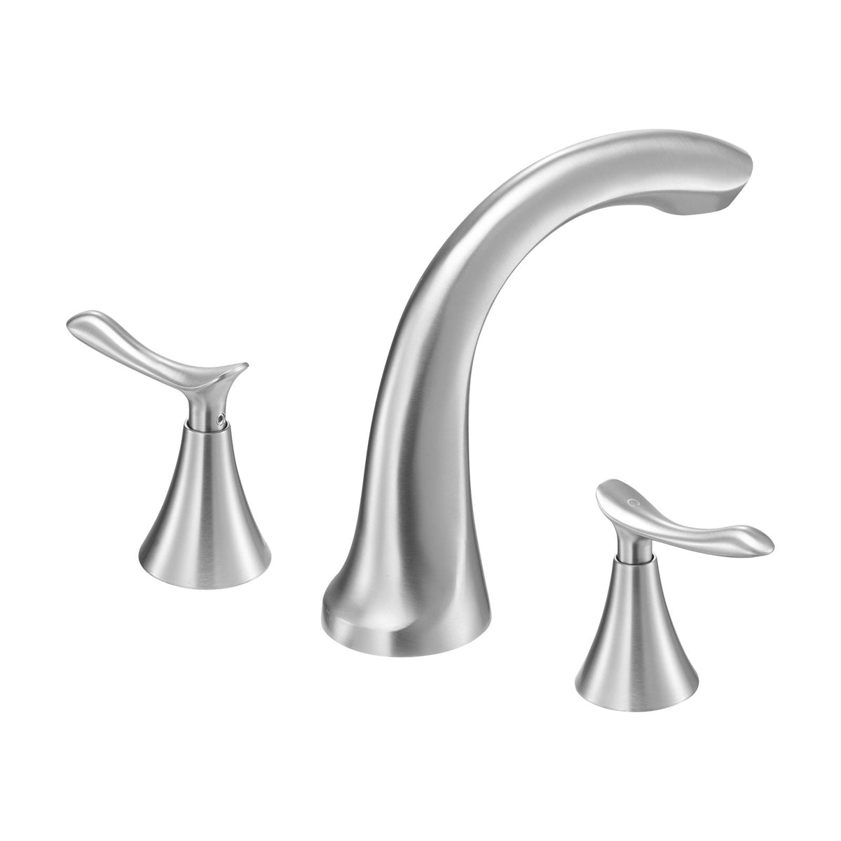 Roman Tub Faucet, 3 Hole Waterfall Bathtub Faucet, Gooseneck Bath Tubs Faucets Set with 2 Handles, Deck Mount Bath Tub Faucets Set for Pet Washing, Adult Bathing, Brushed Stainless Steel