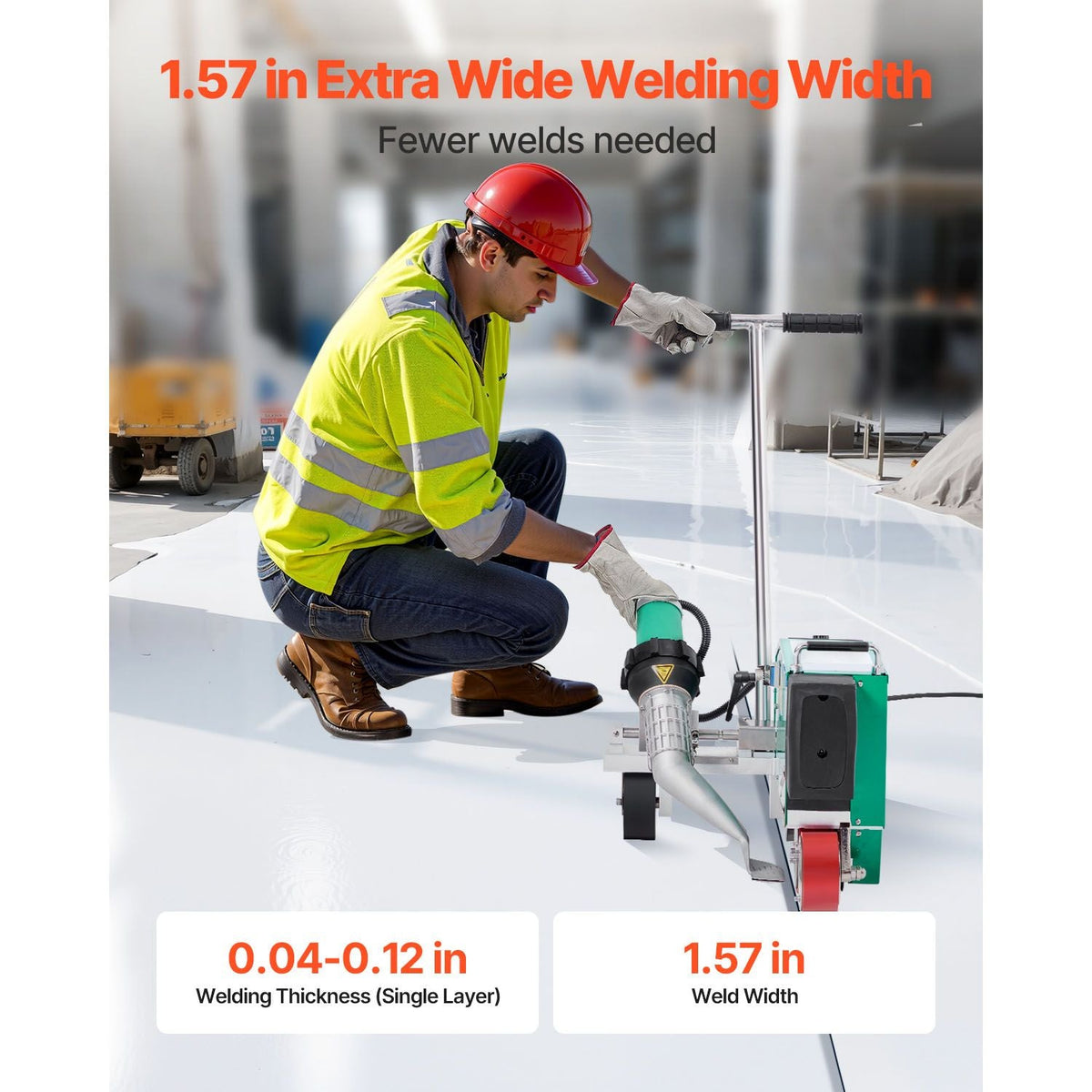 Roofing Hot Air Welder, 4200W 220V High Power Plastic PVC TPO CPE Welding Machine - 1.57" Welding Width 0.04-0.12" Thickness, 68 Fahrenheit-1202 Fahrenheit Heat Roofing Welding Tool