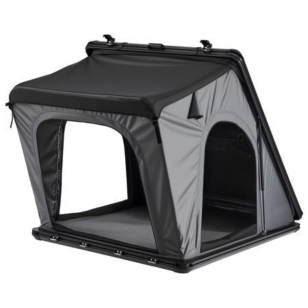 Rooftop Tent Hard Shell, 2-3 Person Aluminum Roof Top Tent Hardshell with Tri-Color LED Light, Thick Mattress & Window, Waterproof Windproof Overland Camping Car Roof Rack for Jeep SUV Pickup