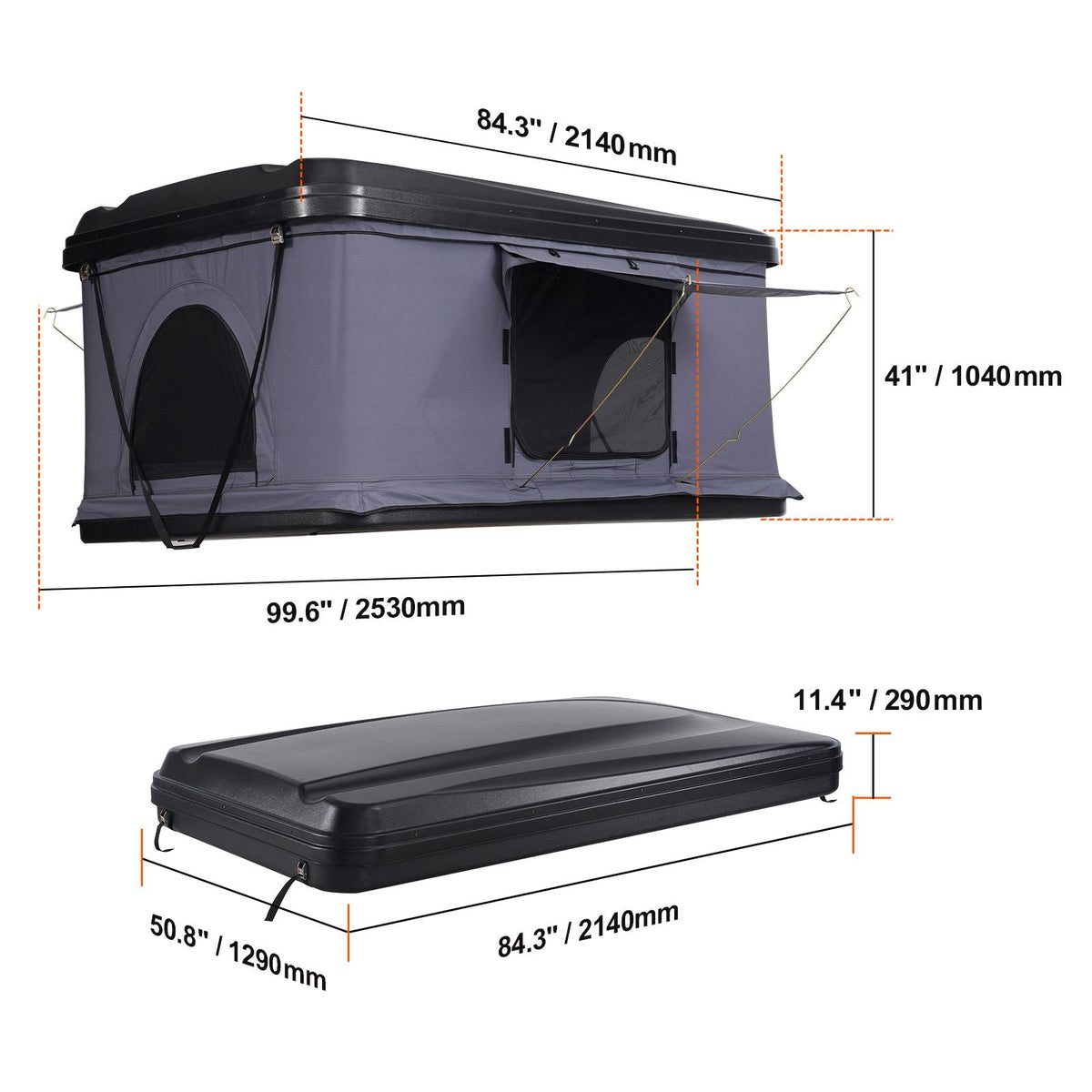 Rooftop Tent Hard Shell, Naturnest Rooftop Tent Hardshell for 2-3 Person, Hard Shell Roof Top Tent with Telescopic Ladder Thick Mattress, Waterproof Windproof for Jeep SUV Van Pickup Truck