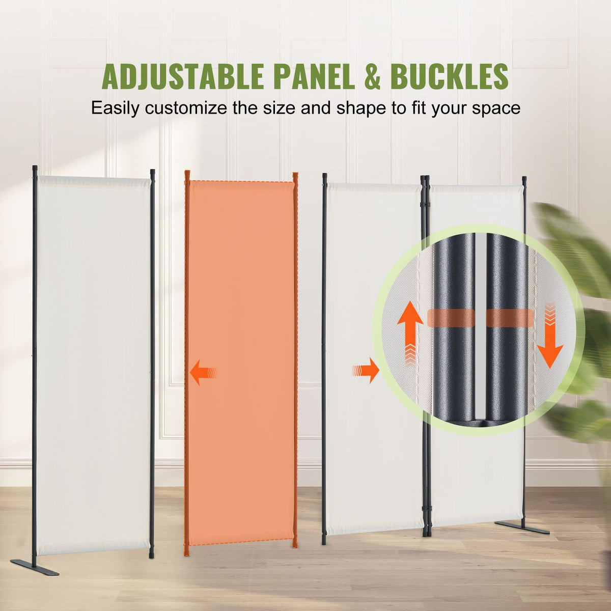 Room Divider, 4 Panel Room Dividers and Folding Privacy Screens, Fabric Partition Room Dividers for Office, Bedroom, Dining Room, Study, Freestanding, White