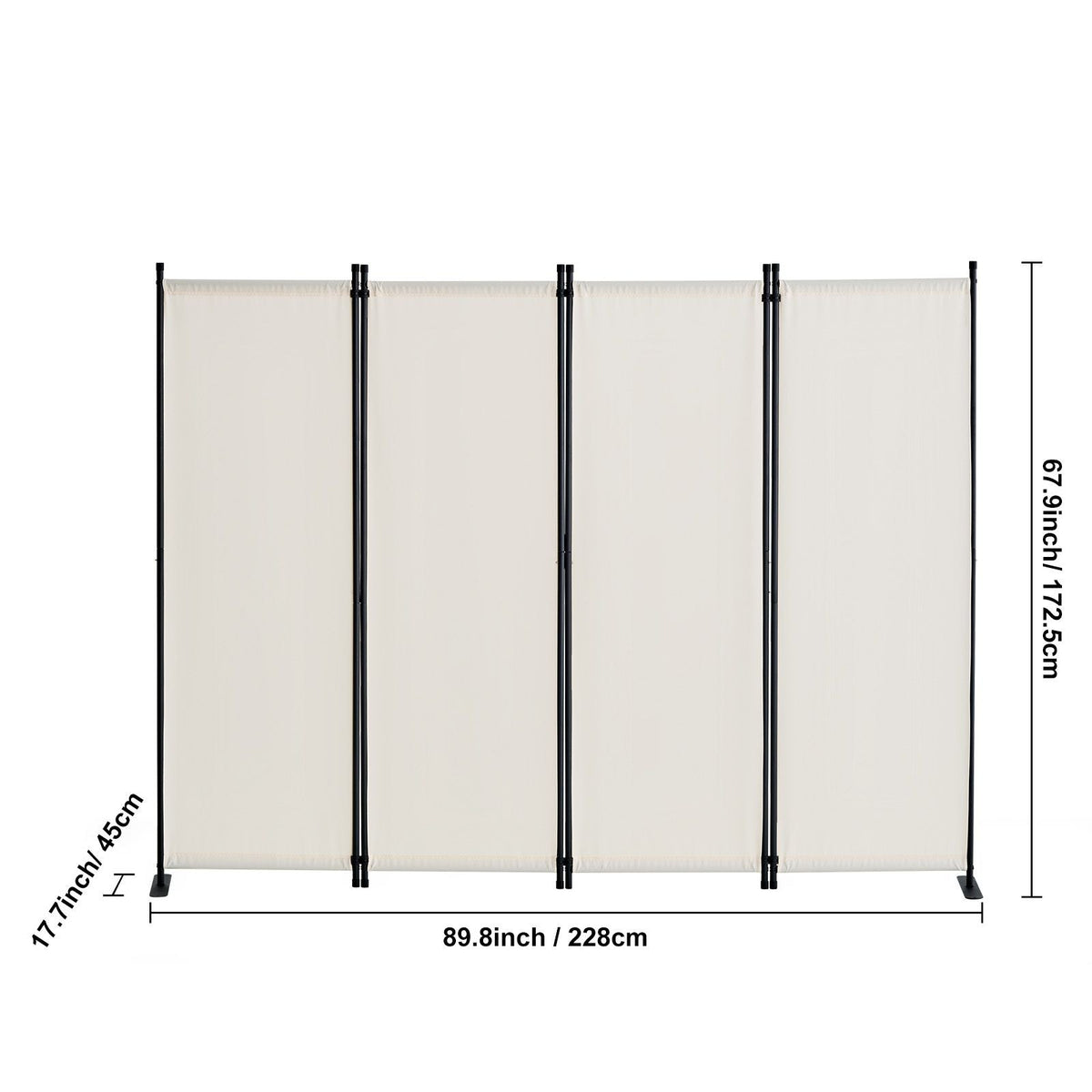 Room Divider, 4 Panel Room Dividers and Folding Privacy Screens, Fabric Partition Room Dividers for Office, Bedroom, Dining Room, Study, Freestanding, White