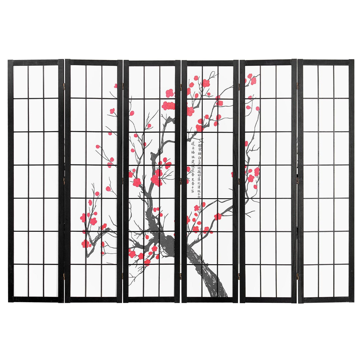 Room Divider, 6 Panel Japanese Room Divider Screen, Wood Folding Privacy Screen Indoor, Japanese Partition Portable Decoration Dividers, for Room Separation Home Office Restaurant & Bedroom