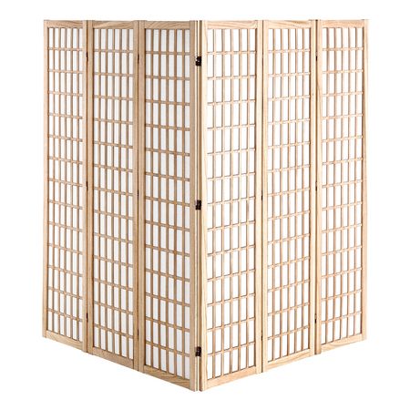 Room Divider, 6 Panel Japanese Room Divider, Wood Folding Privacy Screen Indoor, Japanese Partition Dividers Portable Decoration Screens, for Room Separation Home Office Restaurant & Bedroom