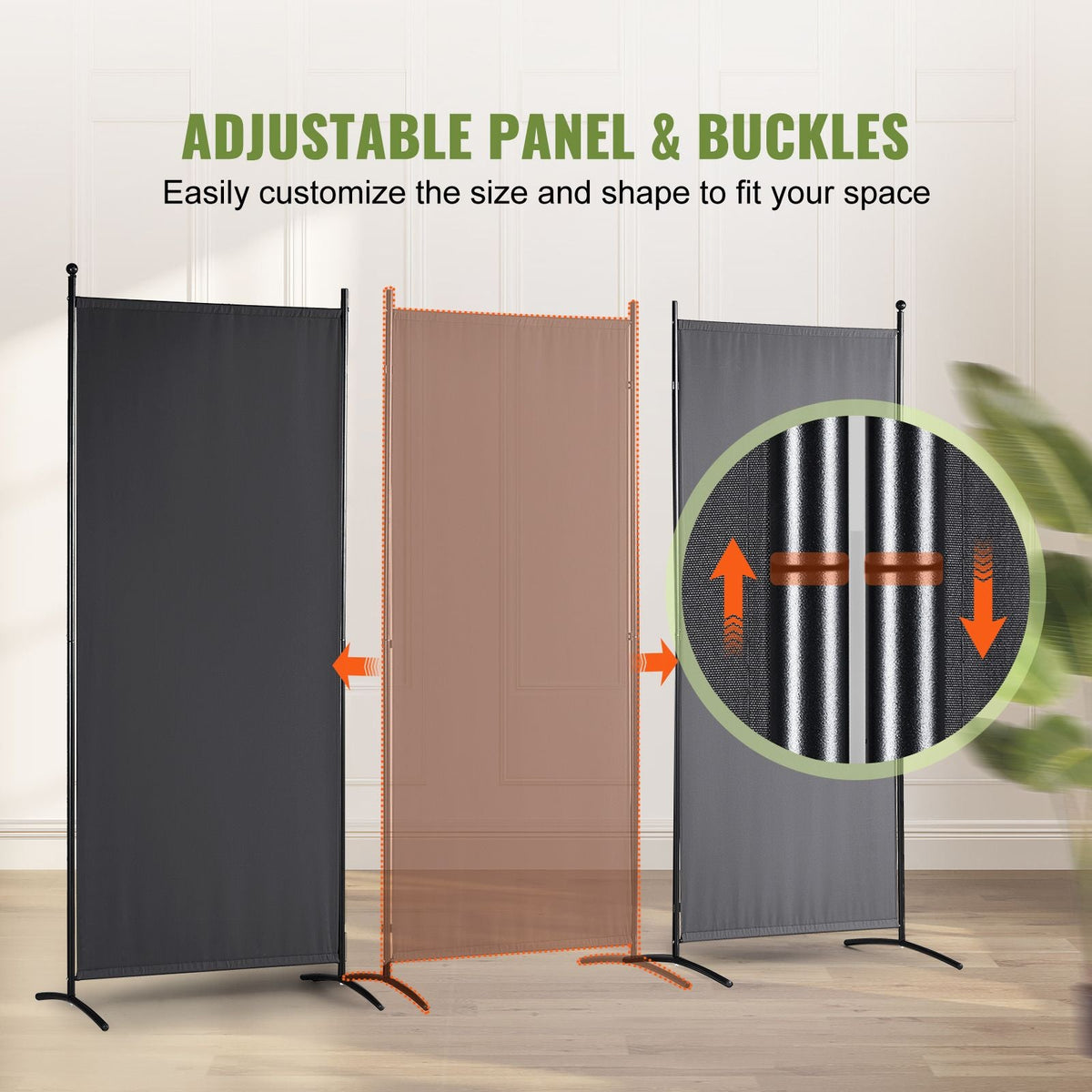 Room Divider, 6.1 ft Room Dividers and Folding Privacy Screens (3-panel), Fabric Partition Room Dividers for Office, Bedroom, Dining Room, Study, Freestanding, Dark Gray