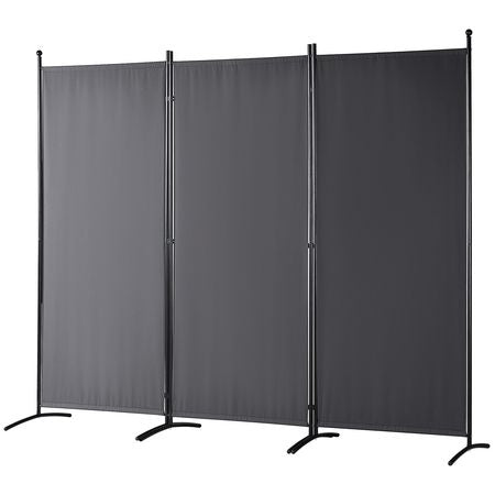Room Divider, 6.1 ft Room Dividers and Folding Privacy Screens (3-panel), Fabric Partition Room Dividers for Office, Bedroom, Dining Room, Study, Freestanding, Dark Gray