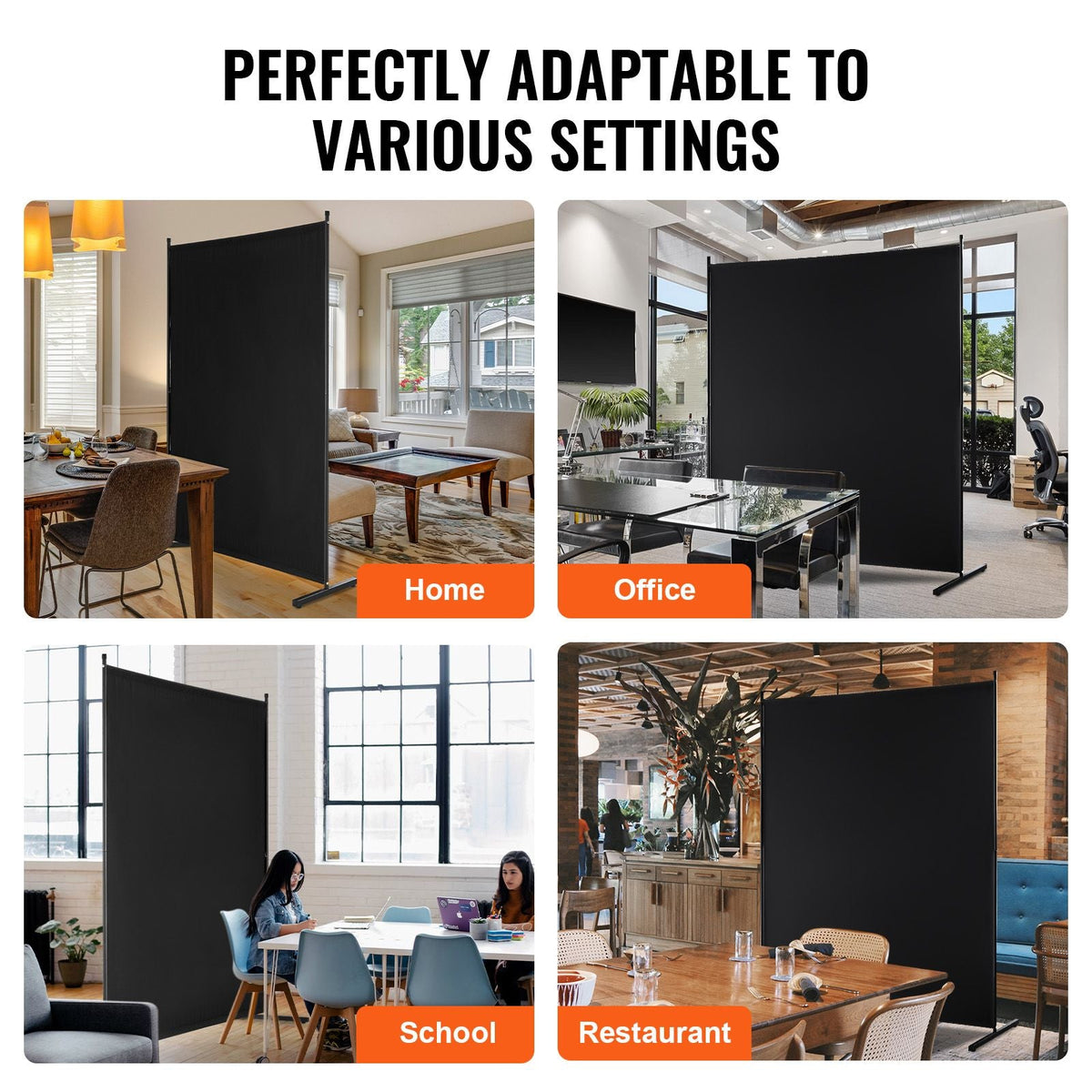 Room Divider, Single Panel Room Divider, 6FT Privacy Screen Indoor, Partition Divider for Room Separation, Freestanding Room Divider Panel for Office, Bedroom, Black