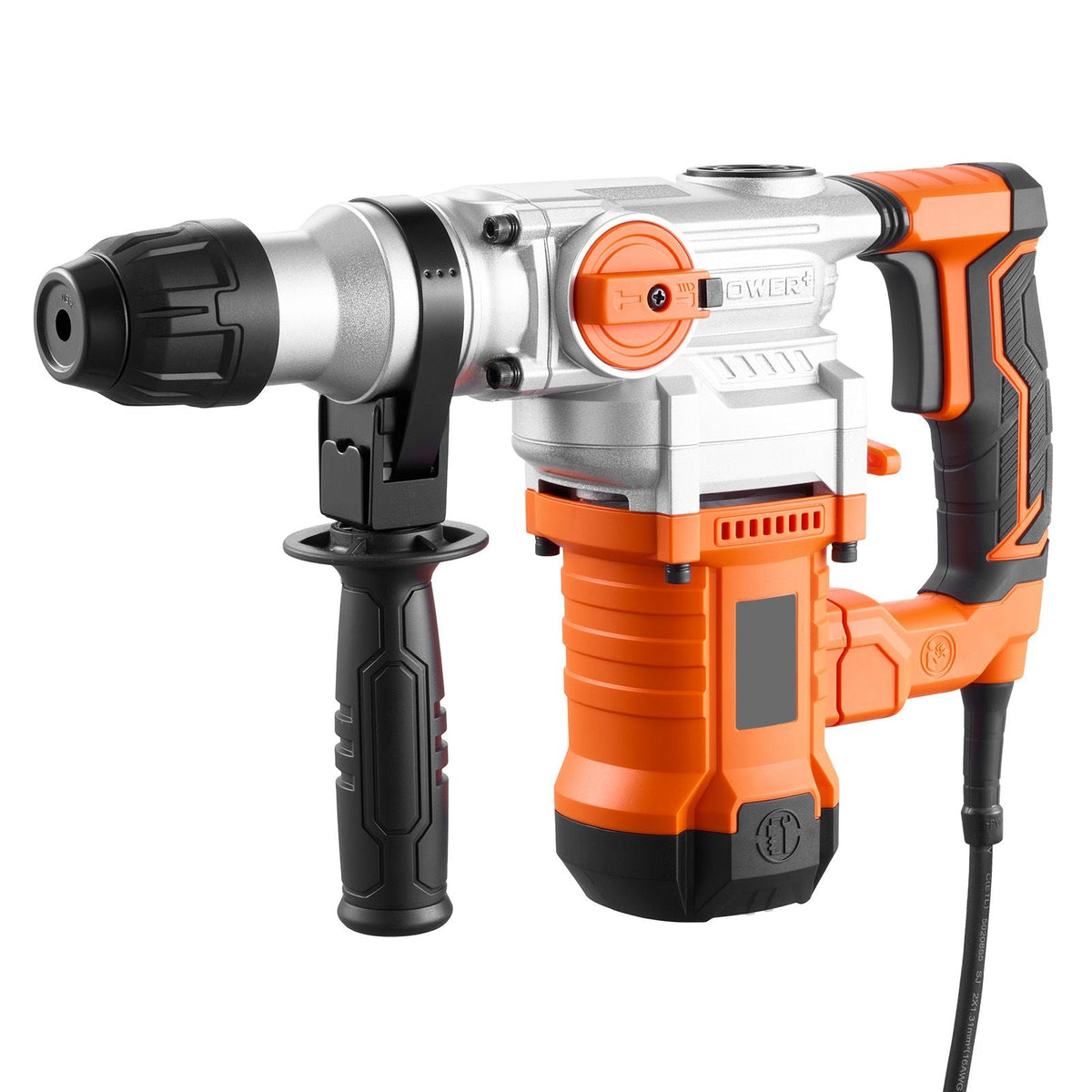 Rotary Hammer Drill, 1-1/8 in SDS-Plus Electric Corded Heavy Duty Rotary Hammer, Including 3 Drill Bits, Flat Chisel, Pointed Chisel, Grease, Brush, and Carrying Case, for Concrete and Masonry