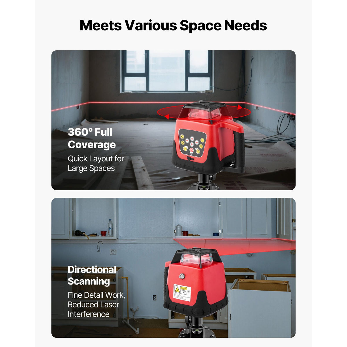 Rotary Laser Level Kit, 1650ft 360-Degree Self Leveling Red Horizontal Laser Transit,with Tripod,Receiver,Remote Control, Scale,Toolcase, IP66 Waterproof, 0.80in/100ft Precision for Construction