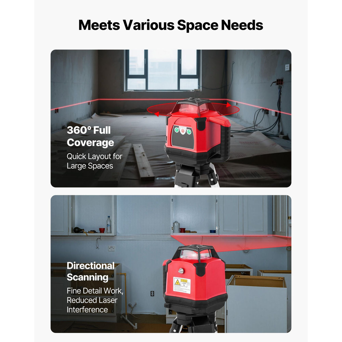 Rotary Laser Level Kit, 2650ft 360-Degree Self Leveling Red Horizontal Laser Transit,with Heavy-duty Tripod, Receiver, Remote Control, Toolcase, IP66 Waterproof, 0.06in/100ft for Construction