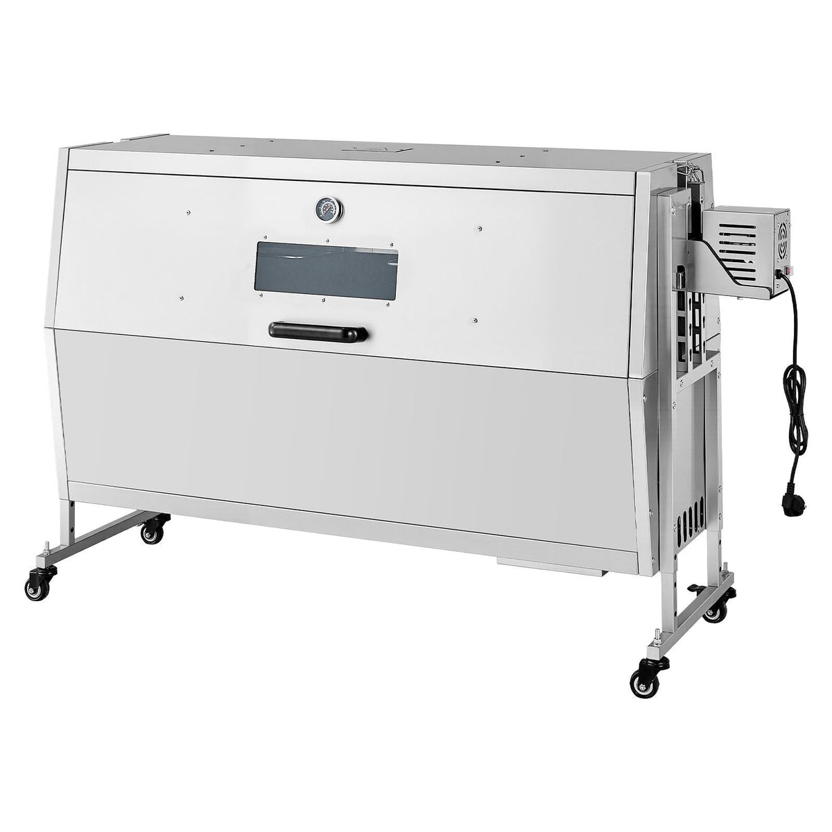 Rotisserie Grill, 38W BBQ Outdoor Pig & Lamb Spit Roaster, Charcoal Spit Roaster with 132 LBS Capacity, Wheels & 4-Level Height, Stainless Steel Rotisserie Grill Kit for Camping Outdoor Parties