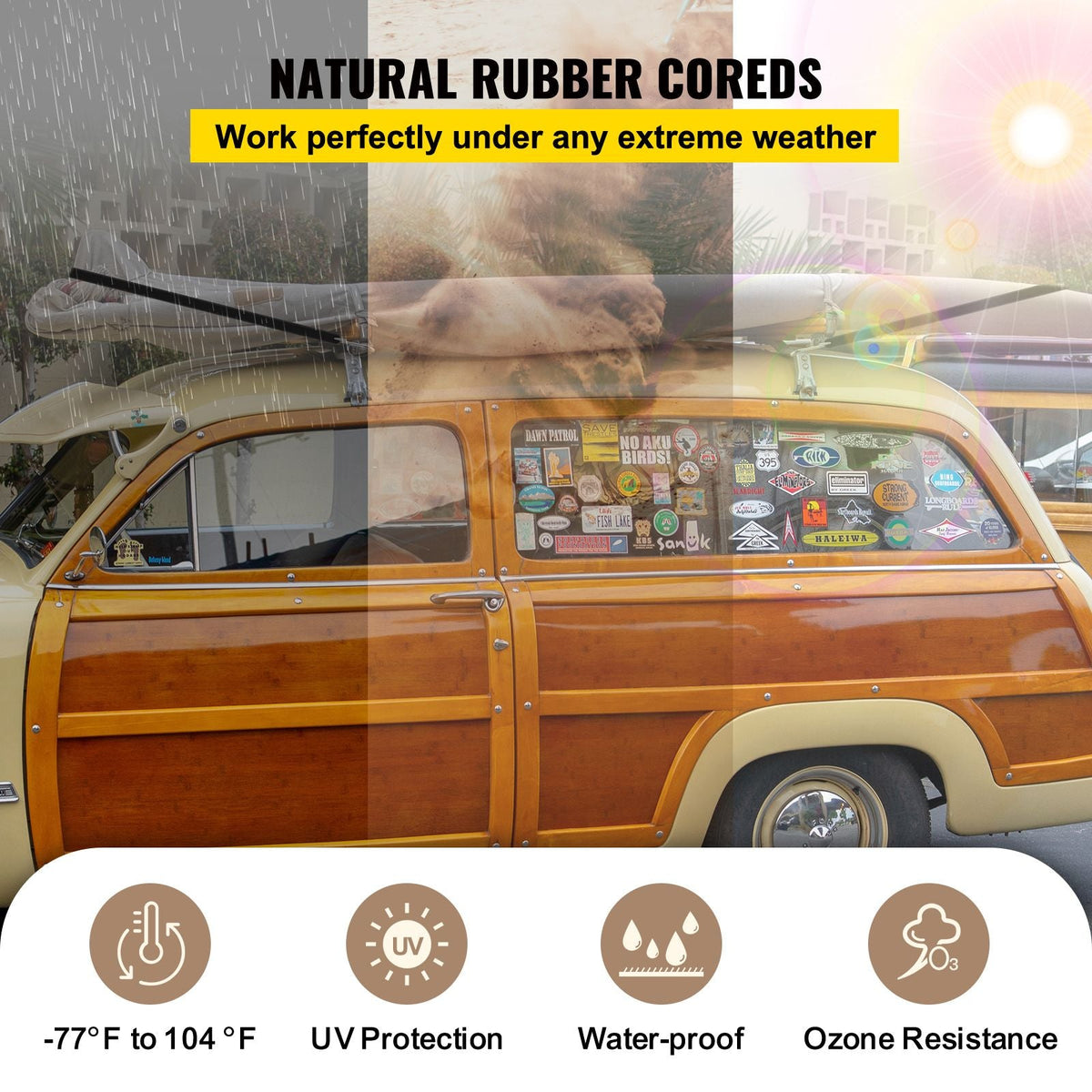 Rubber Bungee Cords, 53 Pack 21\" Long, Weatherproof Natural Rubber Tie Down Straps with Crimped S Hooks, Heavy Duty Outdoor Tarp Straps for Securing Flatbed Trailers, Canvases, Cargo, and More