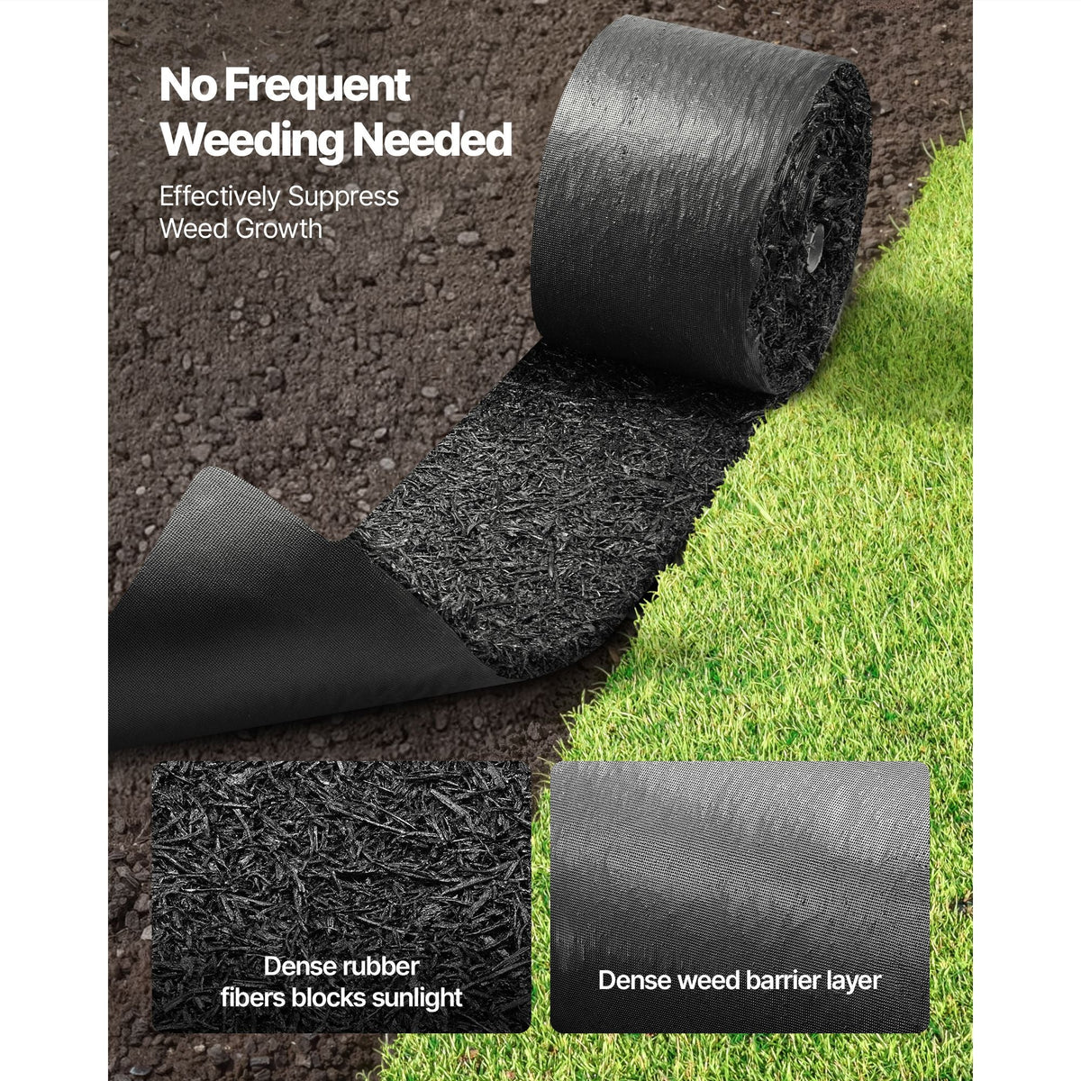 Rubber Mulch Mat Roll, 140 x 4.5 in, Recycled Rubber Permanent Mulch Edging Border, Natural-Looking Flower Barrier with Stakes, 0.5 in Thick Cuttable Garden Edgings for Landscaping