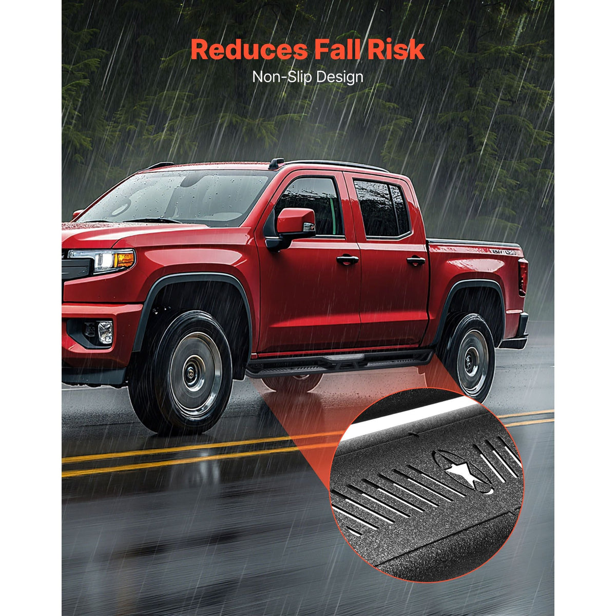 Running Boards, 6 Inches Side Steps Compatible with 2015-2025 Chevy Colorado/GMC Canyon Crew Cab, Black Carbon Steel Nerf Bars, 550 lbs Load Capacity, Non-Slip Hollow Surface Rustproof Coating