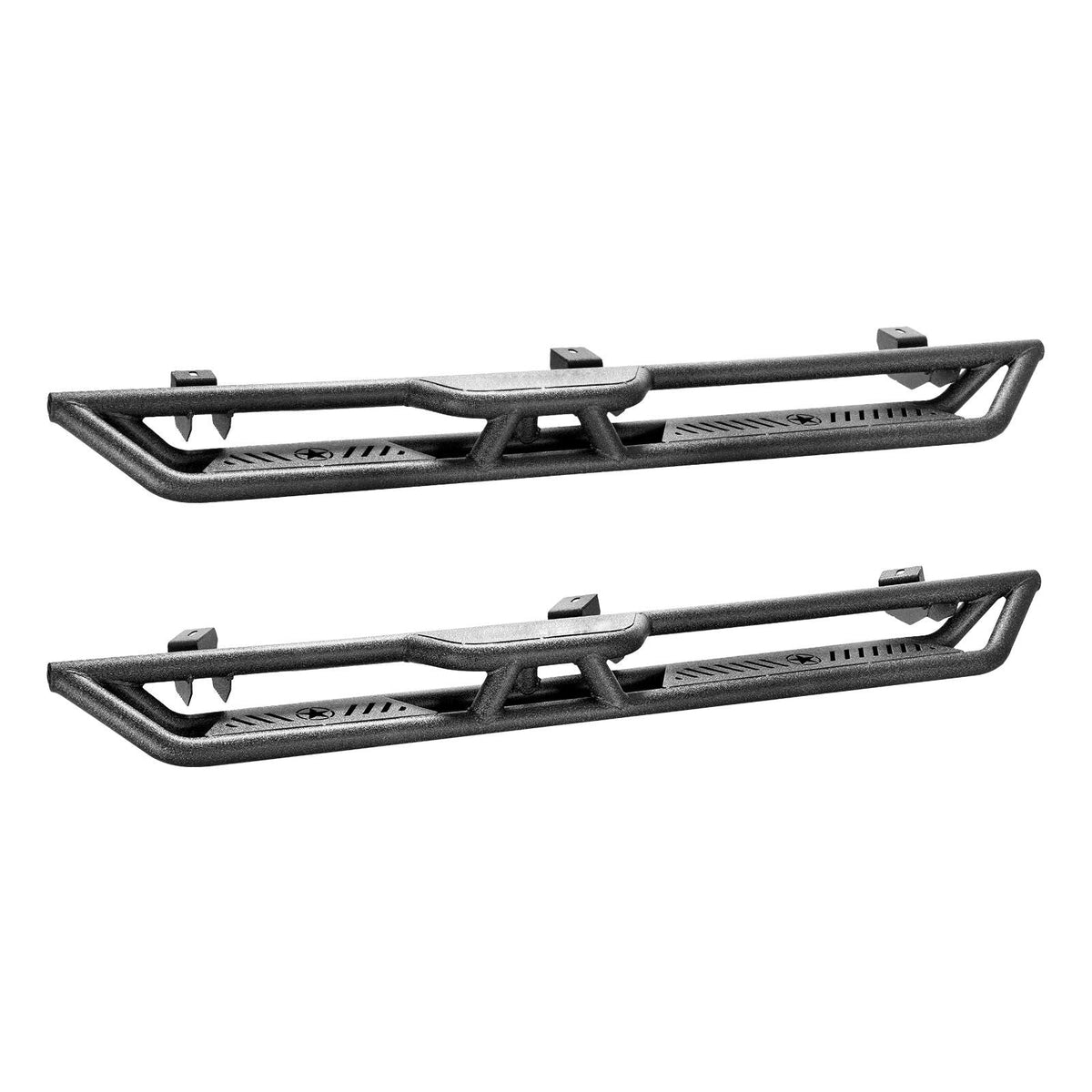 Running Boards, 6 Inches Side Steps Compatible with 2018-2025 Jeep Wrangler JL 4 Door, Black Carbon Steel Nerf Bars, 550 lbs Load Capacity, Wide Non-Slip Hollow Surface with Rustproof Coating