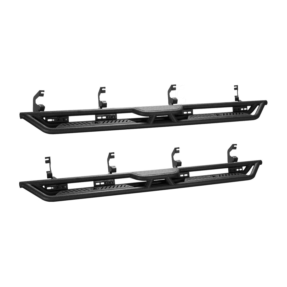 Running Boards, 6 Inches Side Steps Compatible with 2019-2025 Chevy Silverado/GMC Sierra 1500 Crew Cab, 2020-2025 Chevy Silverado/GMC Sierra 2500HD 3500HD Crew Cab, Black Carbon Steel Nerf Bars