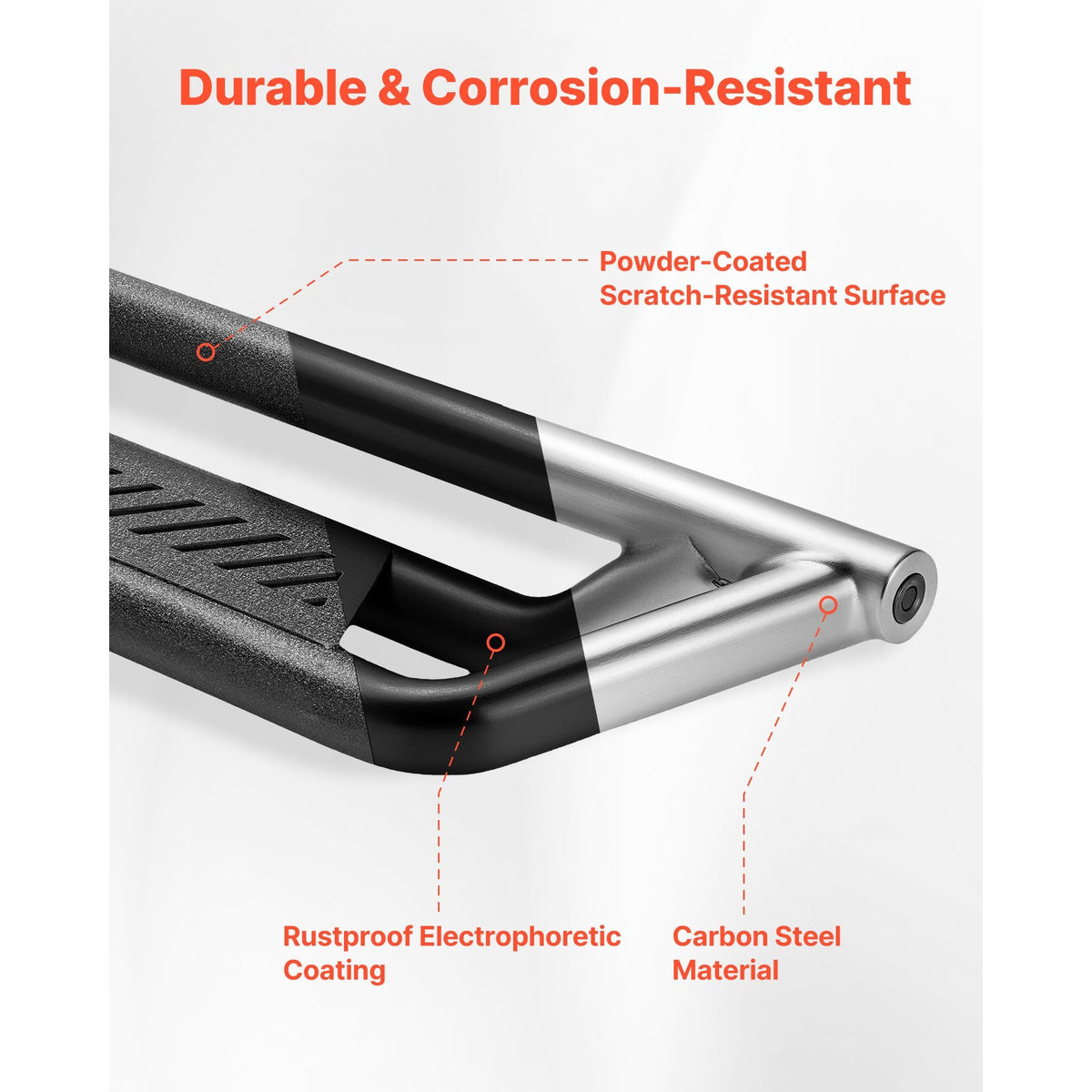 Running Boards, 6 Inches Side Steps Compatible with 2024-2025 Toyota Tacoma Double Cab, Black Carbon Steel Nerf Bars, 550 lbs Load Capacity, Wide Non-Slip Hollow Surface with Rustproof Coating
