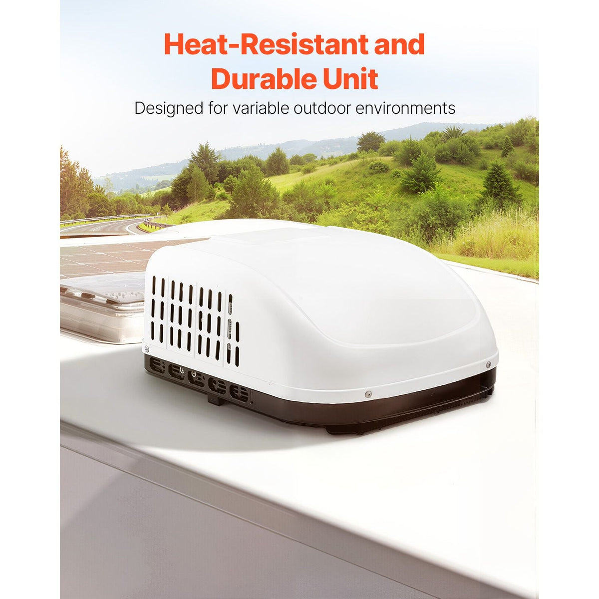RV Air Conditioner, 15000 BTU Non-Ducted Rooftop RV AC Unit, 65 dB Quiet Design, Including Air Distribution Box, Operation Panel and Installation Hardware, for Campers, Vans, Trailers, White