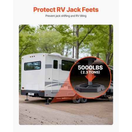 RV Leveling Pads, 4-Pack Rubber Trailer Jack Pads, Each with 5000 lbs Capacity, Jack Stabilizer Padding with Large Surface Area, Ideal for 10" Round Feet, 5th Wheels Class A/C Motorhomes Camper