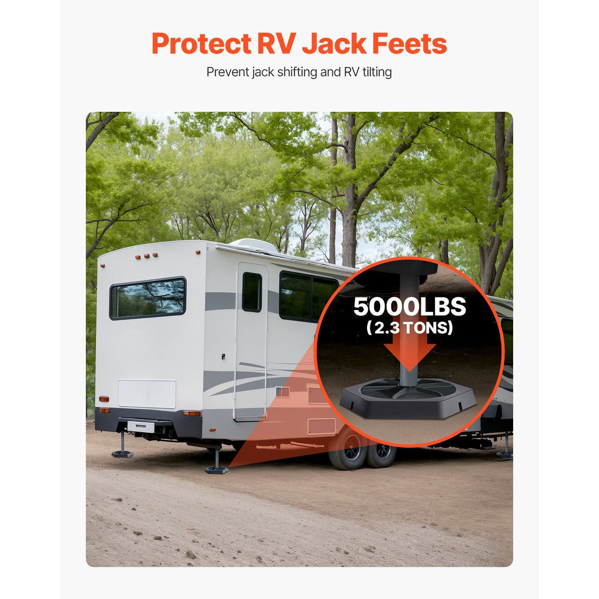 RV Leveling Pads, 4-Pack Rubber Trailer Jack Pads, Each with 5000 lbs Capacity, Jack Stabilizer Padding with Large Surface Area, Ideal for 10" Round Feet, 5th Wheels Class A/C Motorhomes Camper