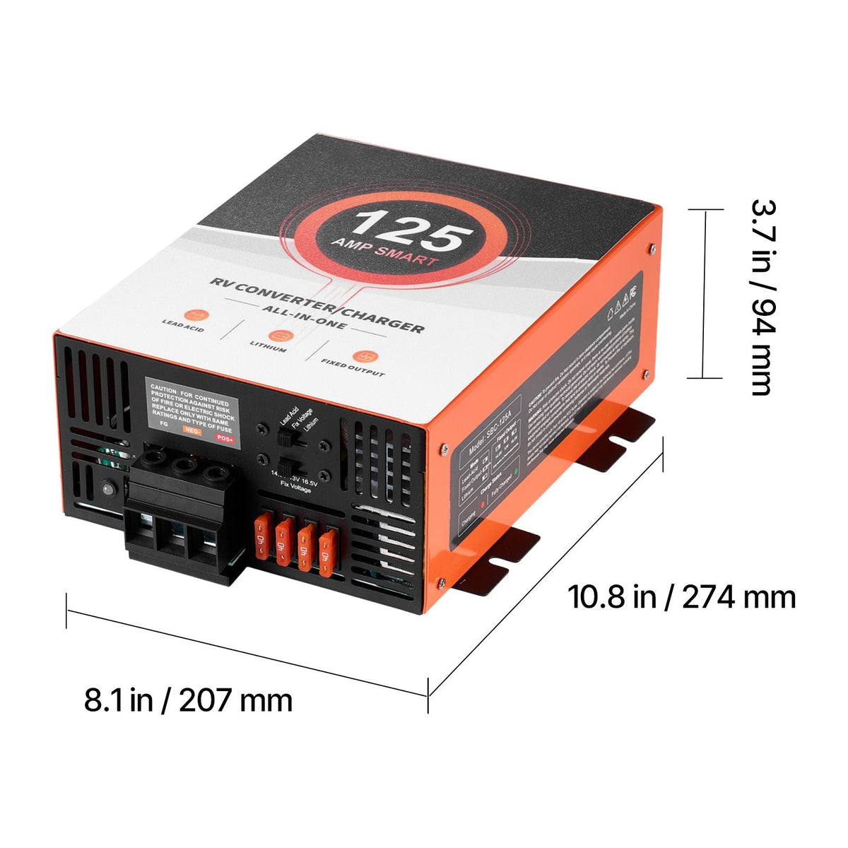 RV Power Converter, 125 Amp, 110V AC to 12V DC RV Converter Battery Charger, Multi Stage Smart Charging, 13V to 16.5V Operating Range, Compatible with Lithium & Lead Acid Battery, for Camper
