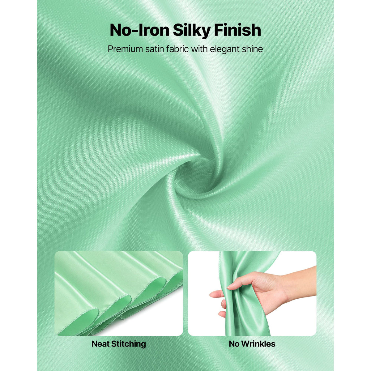 Satin Chair Sashes Bows, 100PCS Chair Ribbon Ties Back Sash, 7 x 108 inch, Light Green Wedding Reception Decoration, for Wedding Ceremony Baby Shower Party Events Banquet Chair Cover Decoration