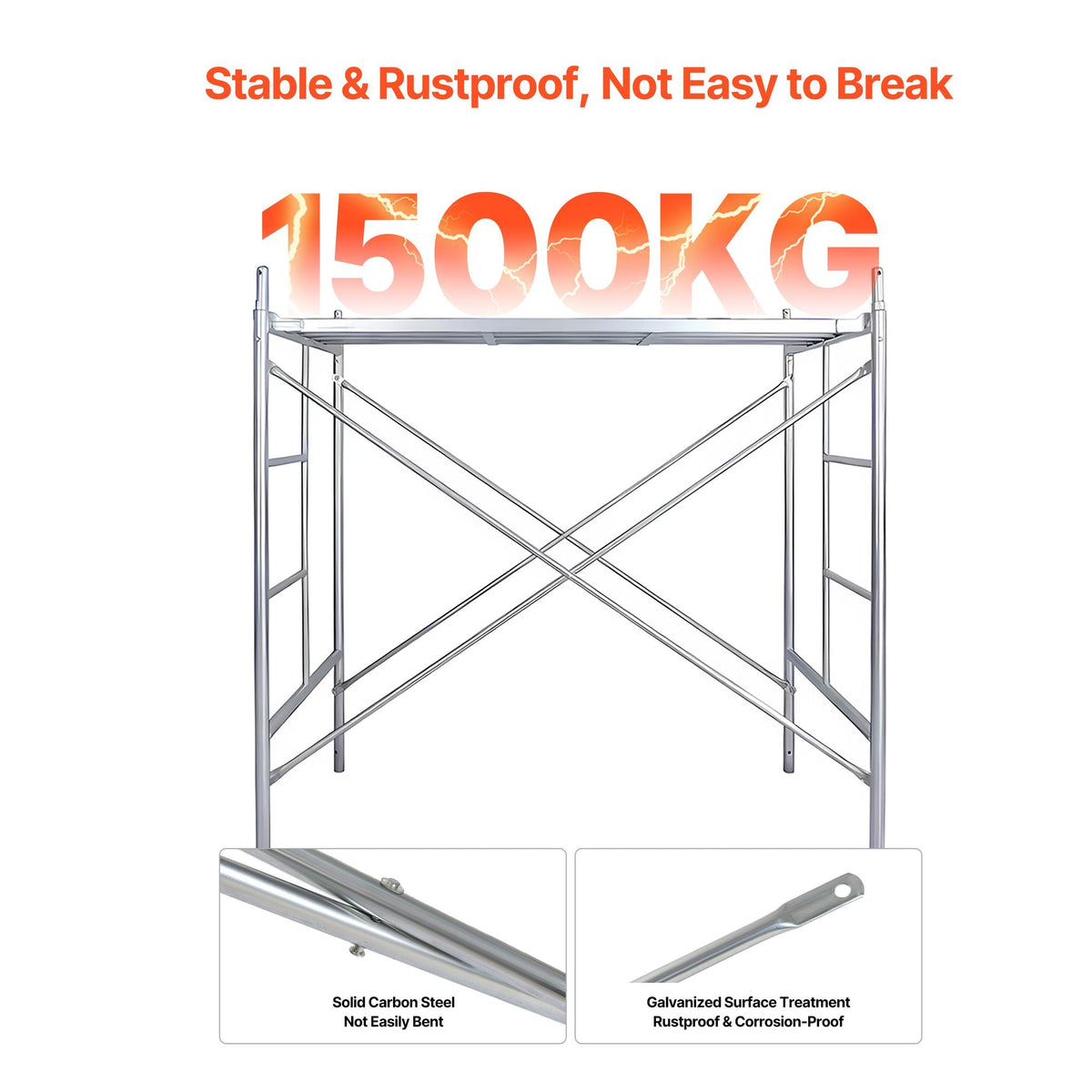 Scaffolding Cross Brace 6ft x 4ft, 4-Pack Solid Carbon Steel Scaffold Cross Supports, X-Shaped Scaffolding Safety Accessory with Rust-Proof & Corrosion-Proof Galvanized Surface, Silver