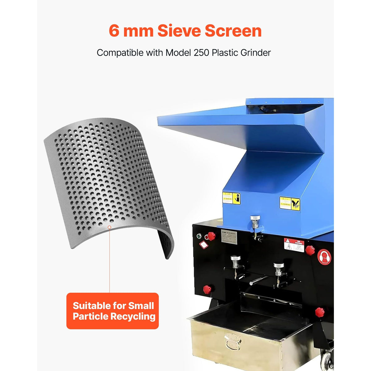 Screen Mesh for Plastic Shredder, High-Quality Steel Durable Mesh, 0.236 in/6 mm High-Precision Aperture Screen, Compatible with Model 250 Plastic Grinder, Suitable for Micro Particle Recycling