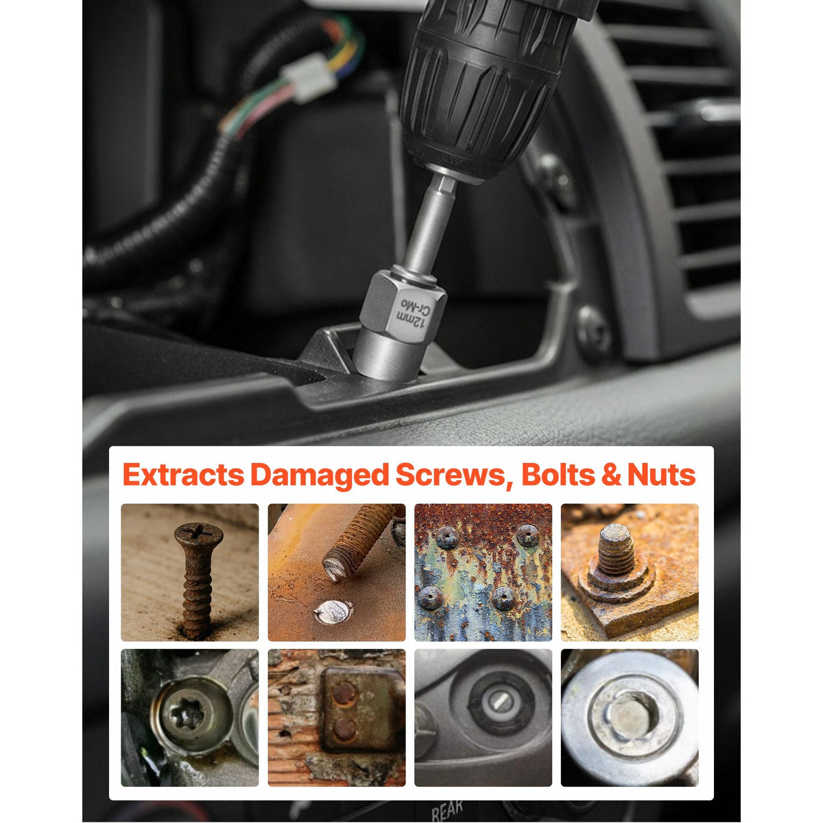 Screw Extractor Set with Drill Bits, 65 Pieces, Easy Out Nut Bolt Extractors and Drill Bits, with Adapters, Solid Storage Case, Cr-Mo Steel for Removing Rounded, Broken, or Stripped Fasteners