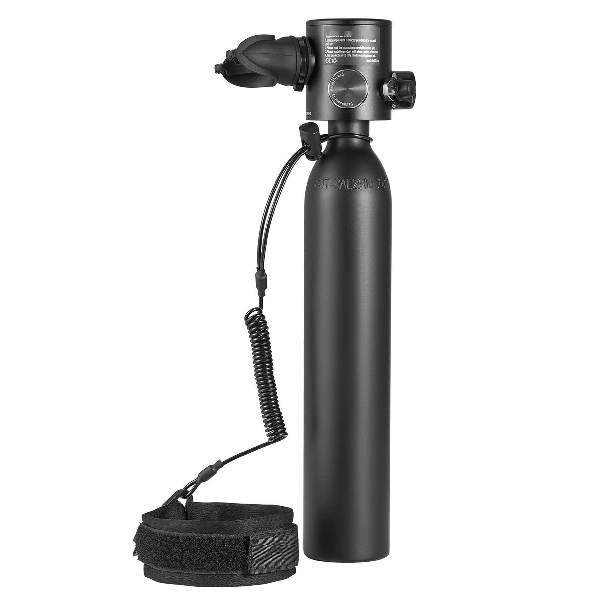 Scuba Tank, 0.5L Portable Diving Tank, Diving Oxygen Cylinder Support 5-10 Minutes Underwater Breathing, 32.81 ft Diving Depth, Refillable Snorkel Air Tank with Pump for Underwater Exploration