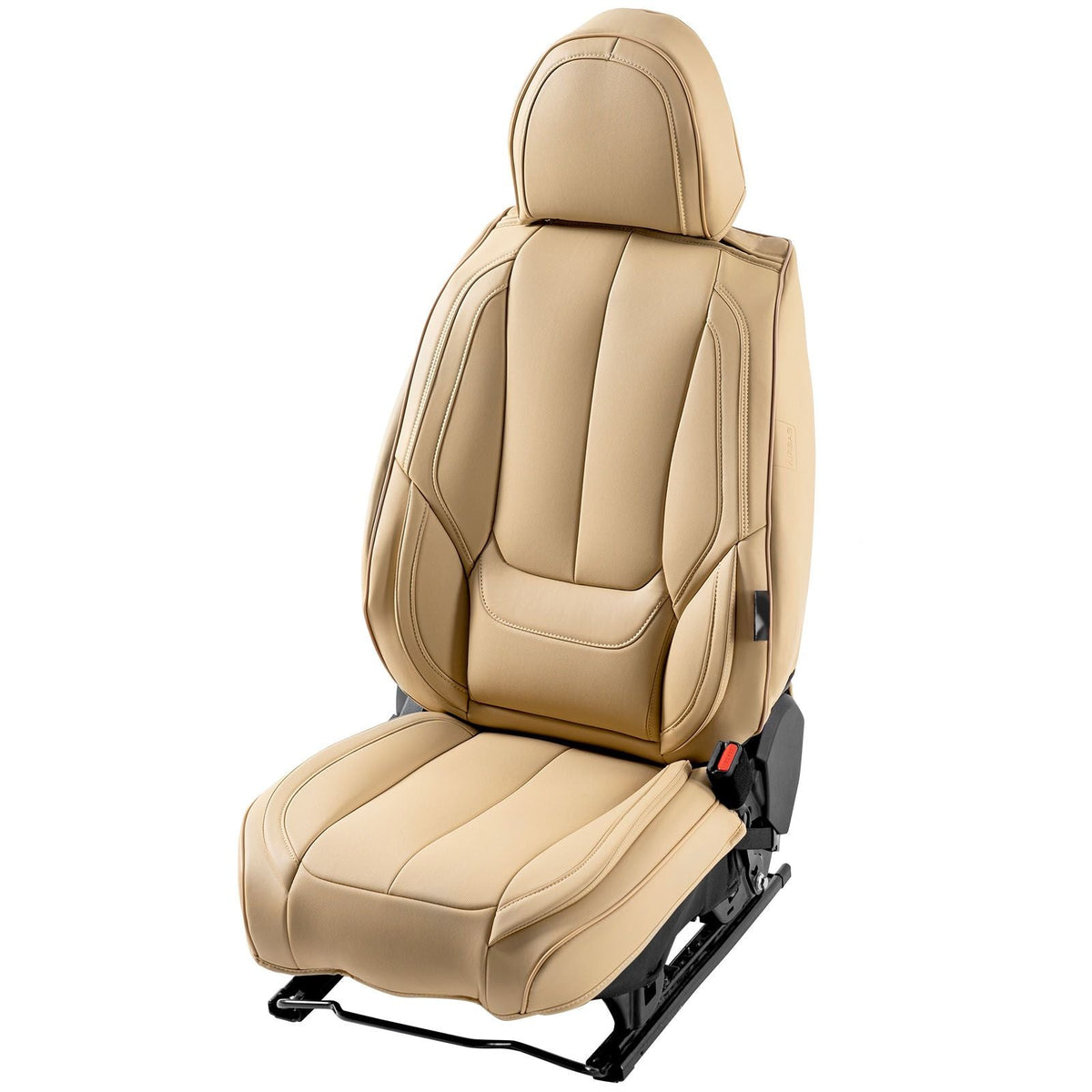 Seat Covers, Universal Car Seat Covers Front Seats, 6pcs Faux Leather Seat Cover, Full Enclosed Design, Detachable Headrest and Airbag Compatible, for Most Cars SUVs and Trucks Beige