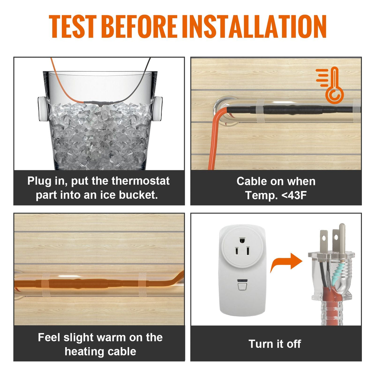 Self-Regulating Pipe Heating Cable, 120-feet 5W/ft Heat Tape for Pipes Freeze Protection, Protects PVC Hose, Metal and Plastic Pipe from Freezing, 120V