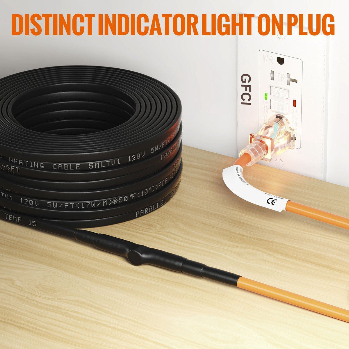 Self-Regulating Pipe Heating Cable, 120-feet 5W/ft Heat Tape for Pipes Freeze Protection, Protects PVC Hose, Metal and Plastic Pipe from Freezing, 120V