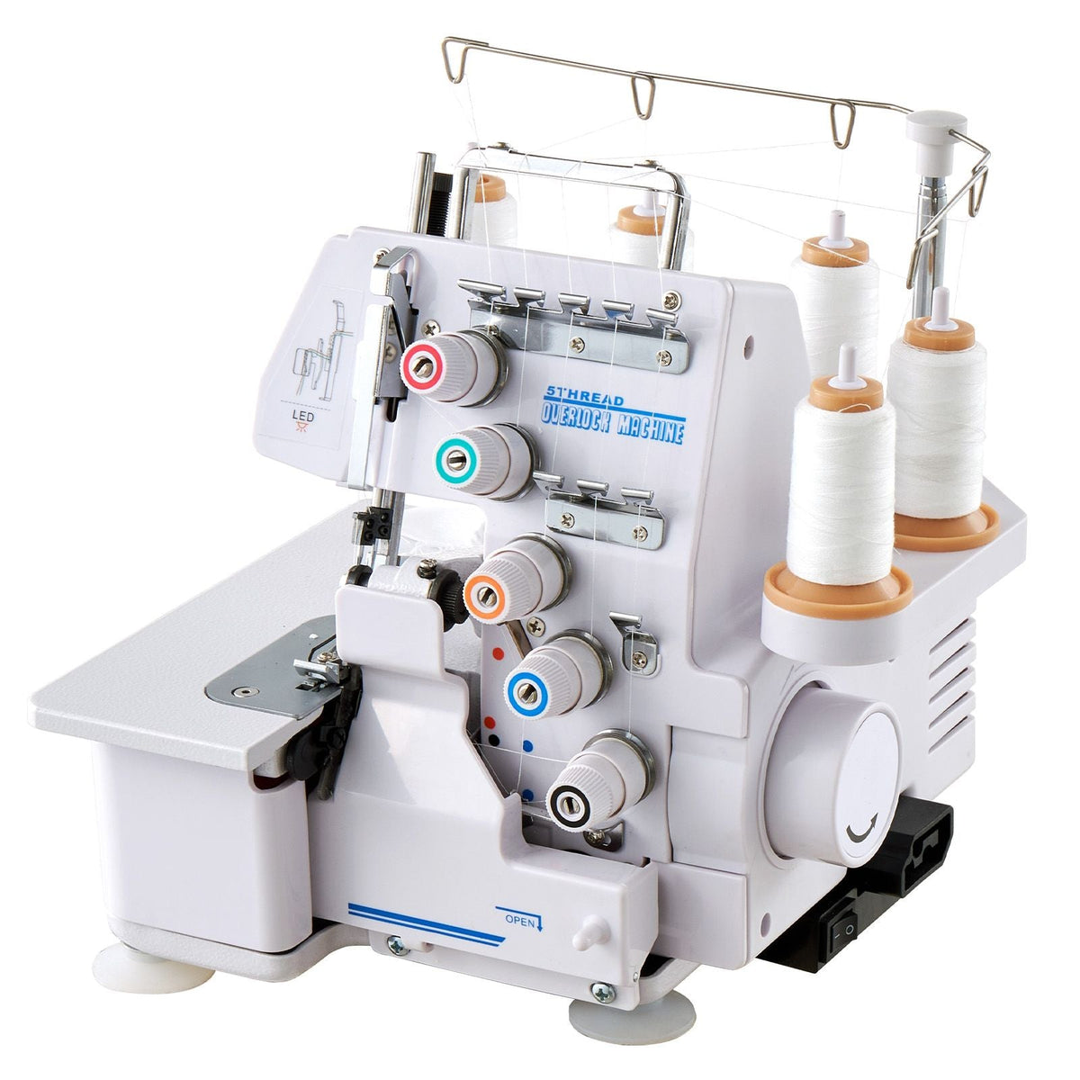 Serger Overlock Sewing Machine, 1250 Stitches Per Minute, 2-3-5 Thread Capability, with LED Light and Strong Suction Feet, Heavy-Duty Metal Frame Sewing Machine for Various Fabrics, White