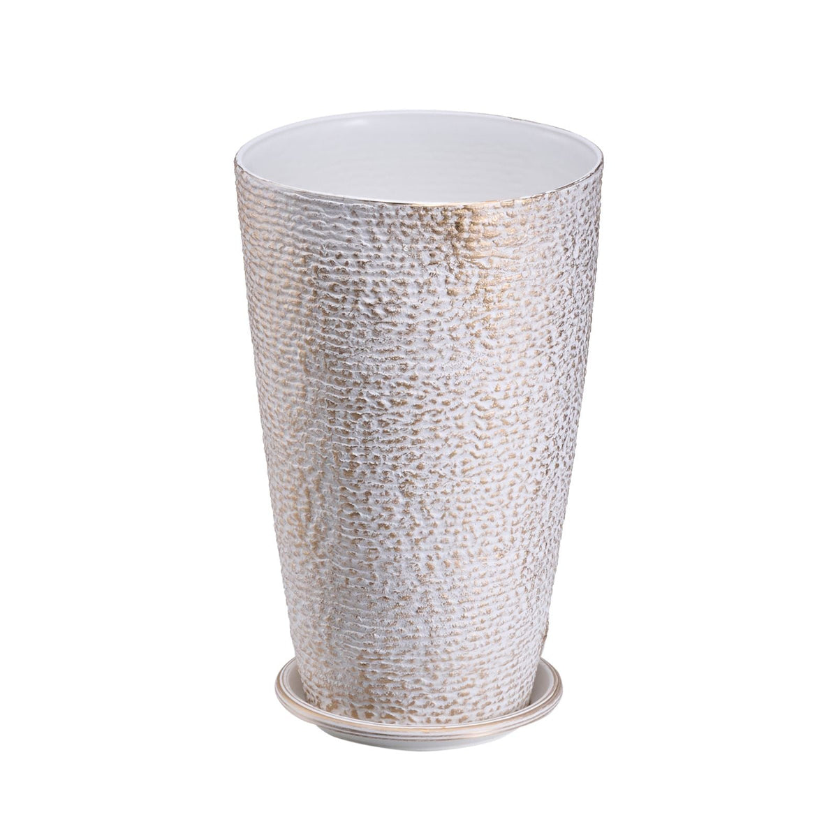 Set of 2 Tall Outdoor Planters 21"H, Round Large Planters For Front Porch and Patio, Stone Finish Flower Tree Plant Pots