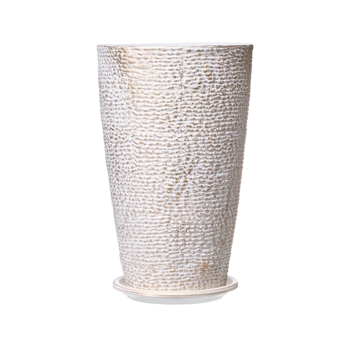 Set of 2 Tall Outdoor Planters 21"H, Round Large Planters For Front Porch and Patio, Stone Finish Flower Tree Plant Pots