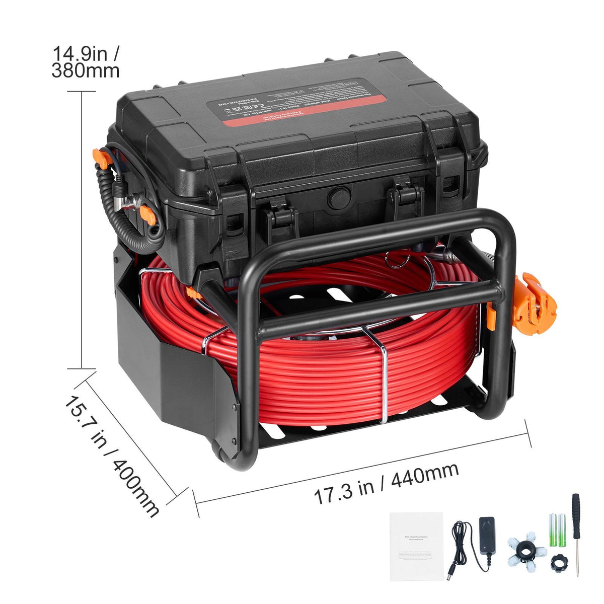 Sewer Camera, 165 ft/50m, Self-Leveling Drain Camera with 10.1" Touchscreen, 512Hz Transmitter & Distance Counter, IP67 Snake Plumbing Camera with Lights-12 LED, 32GB Card for Duct Pipe