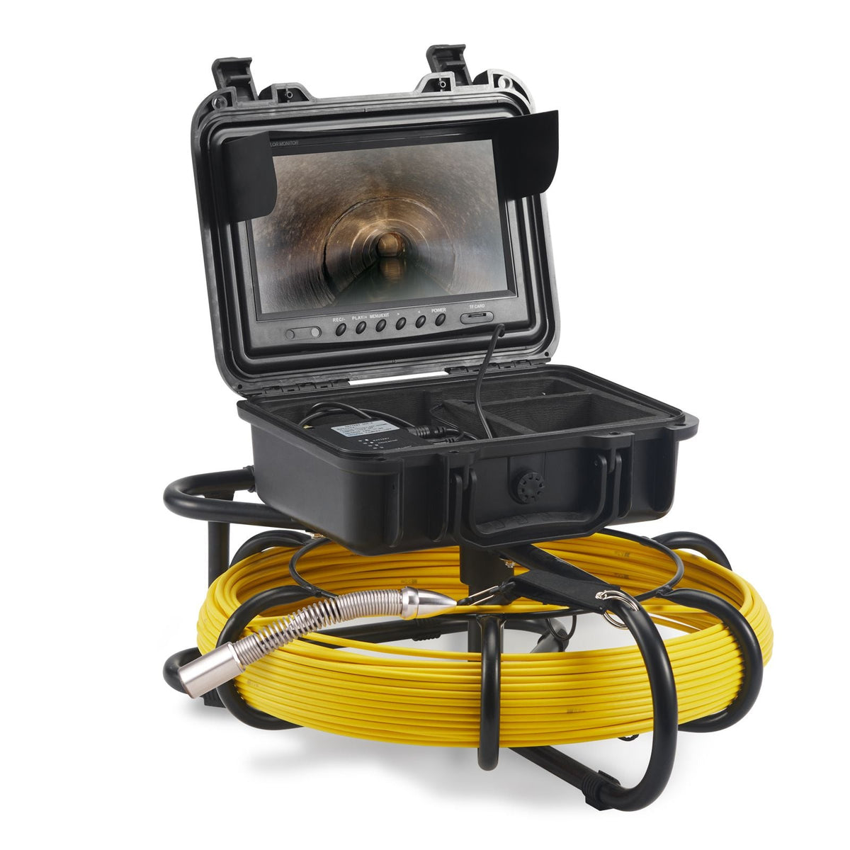 Sewer Camera, 230 ft/70 m, 9" Screen Pipeline Inspection Camera with DVR Function, Waterproof IP68 Camera with 12 Adjustable LEDs, with a 16GB SD Card, for Sewer Line, Home, Duct Drain Pipe Plum