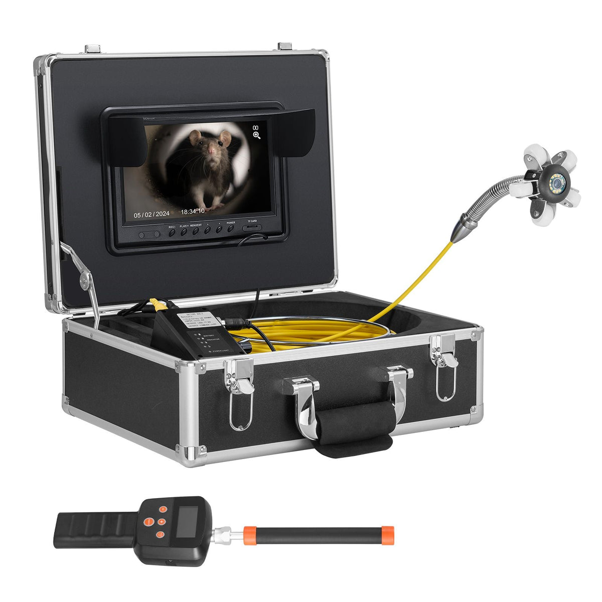 Sewer Camera with 512Hz Locator, 98 ft/30 m, 9" Drain Inspection Camera with Self-Leveling, 36X Zoom, Plumbing Camera with Lights-12 LED, 32GB Card, IP68 Waterproof Snake Camera for Duct Pipe