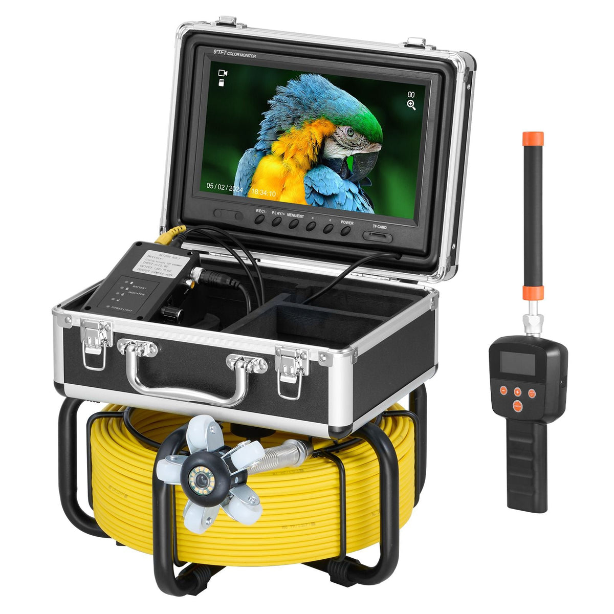 Sewer Camera with 512Hz Locator,165 ft/50 m, Self-Leveling Drain Inspection Camera with 9" 1080P HD Screen, 36X Zoom, Snake Plumbing Camera with Lights-12 LED, 32GB SD Card for Duct Pipe