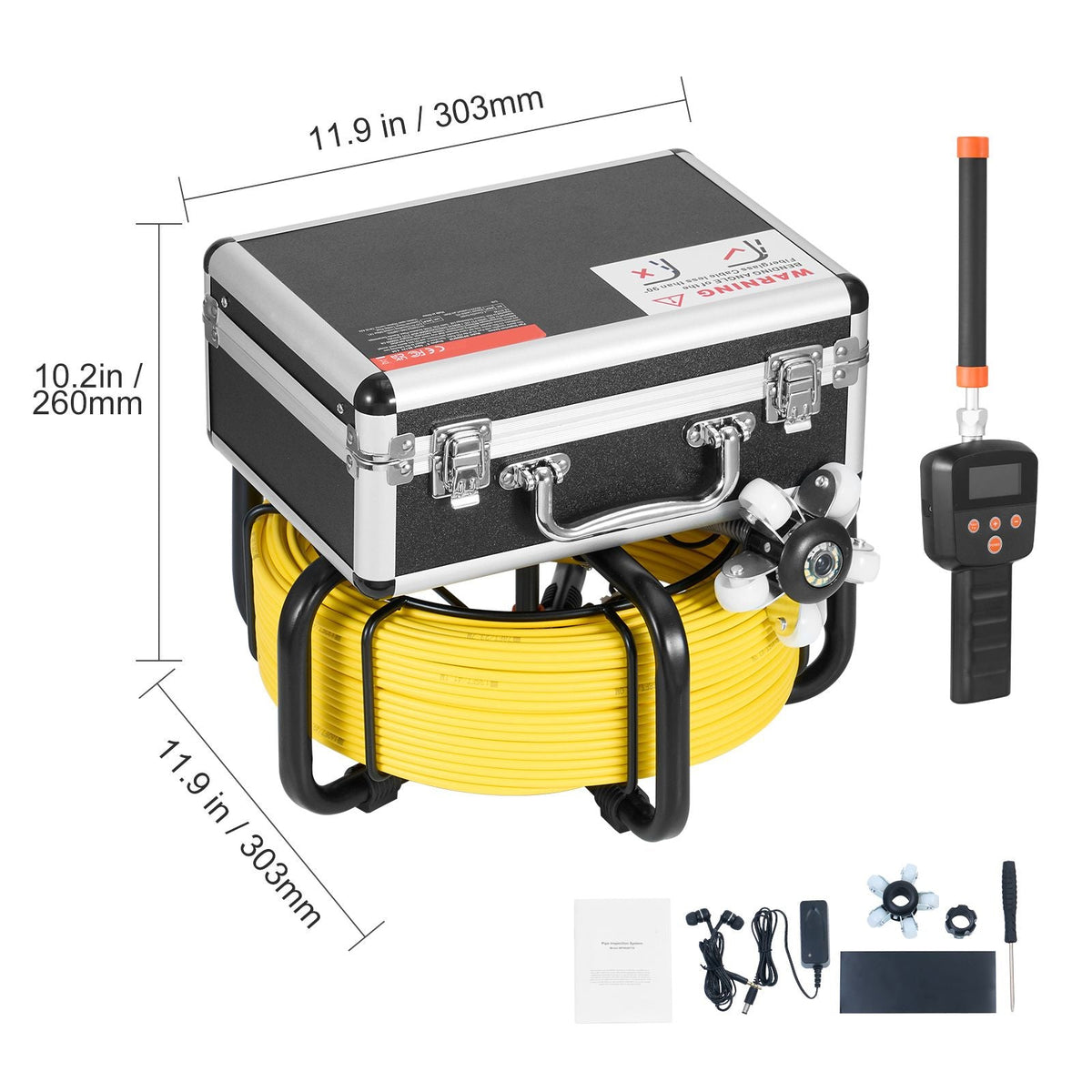 Sewer Camera with 512Hz Locator,165 ft/50 m, Self-Leveling Drain Inspection Camera with 9" 1080P HD Screen, 36X Zoom, Snake Plumbing Camera with Lights-12 LED, 32GB SD Card for Duct Pipe