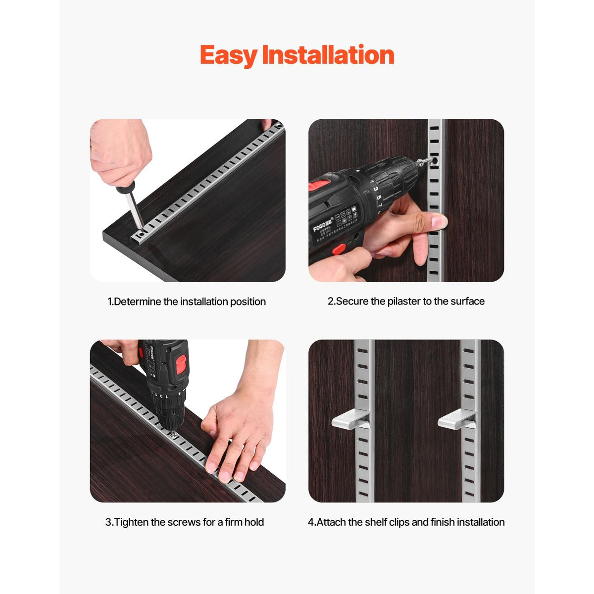 Shelf Pilaster, 36.3-inch 8 Pack, Adjustable Shelf Brackets Steel Mortise Mount Pilaster Strip Standards with 32 Screws, Suitable for Wall Shelving System Cabinet Closet Organization