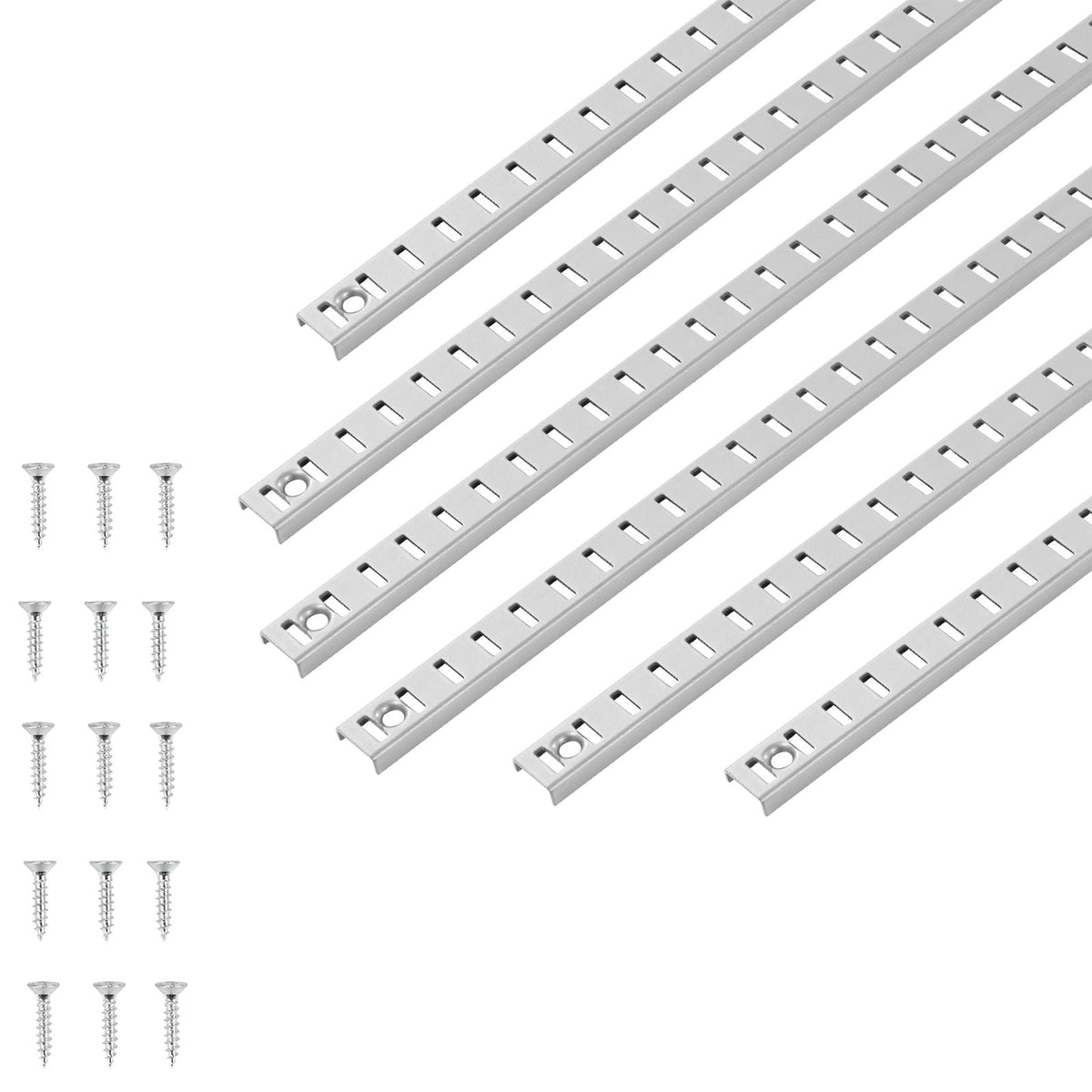 Shelf Pilaster, 36.3-inch 8 Pack, Adjustable Shelf Brackets Steel Mortise Mount Pilaster Strip Standards with 32 Screws, Suitable for Wall Shelving System Cabinet Closet Organization