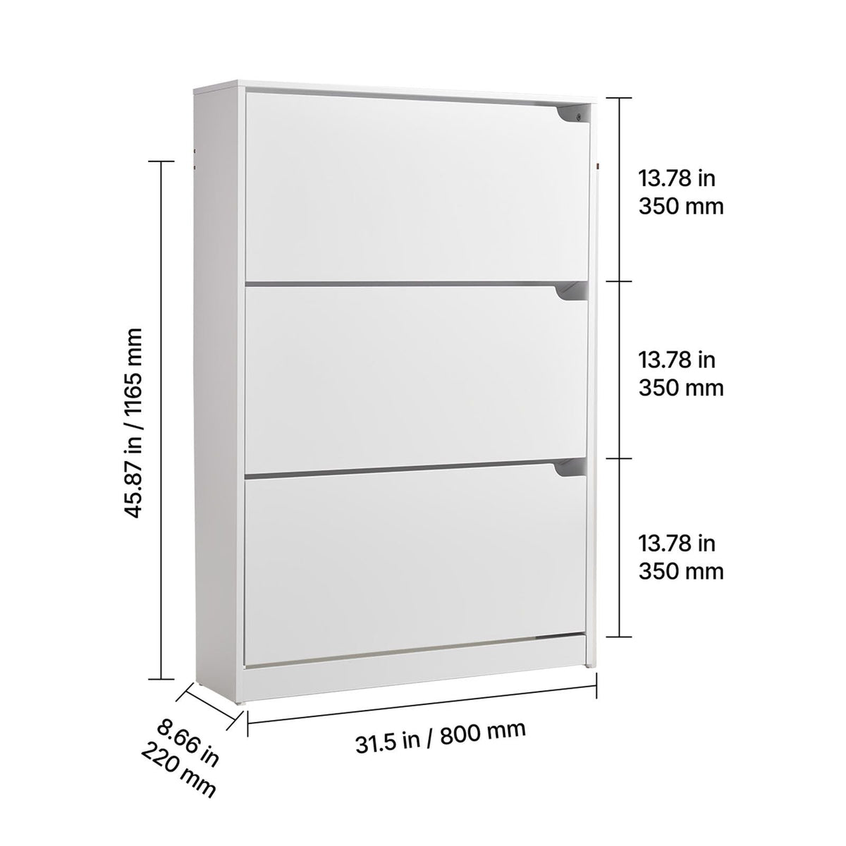 Shoe Cabinet with 3 Flip Drawers, Modern Shoes Storage Cabinet with Anti-Tipping Device, Freestanding Shoe Rack Organizer, Ideal for Entryway, Hallway, Bedroom, Living Room, Closet, White